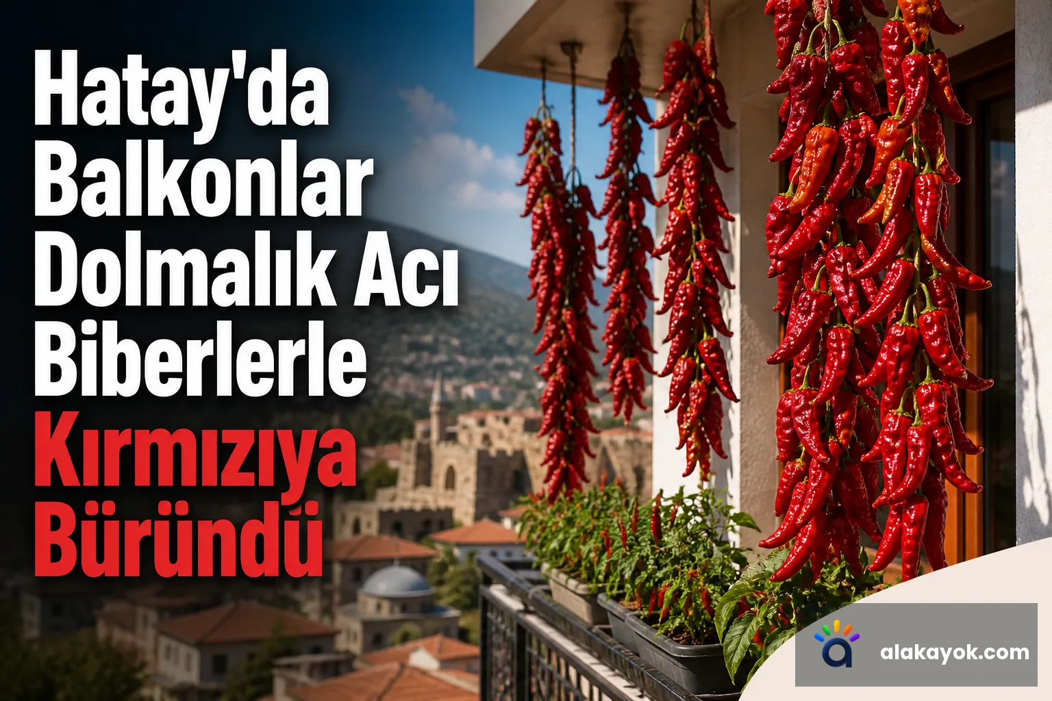 Hatay'da Balkonlar Dolmalık Acı Biberlerle Kırmızıya Büründü