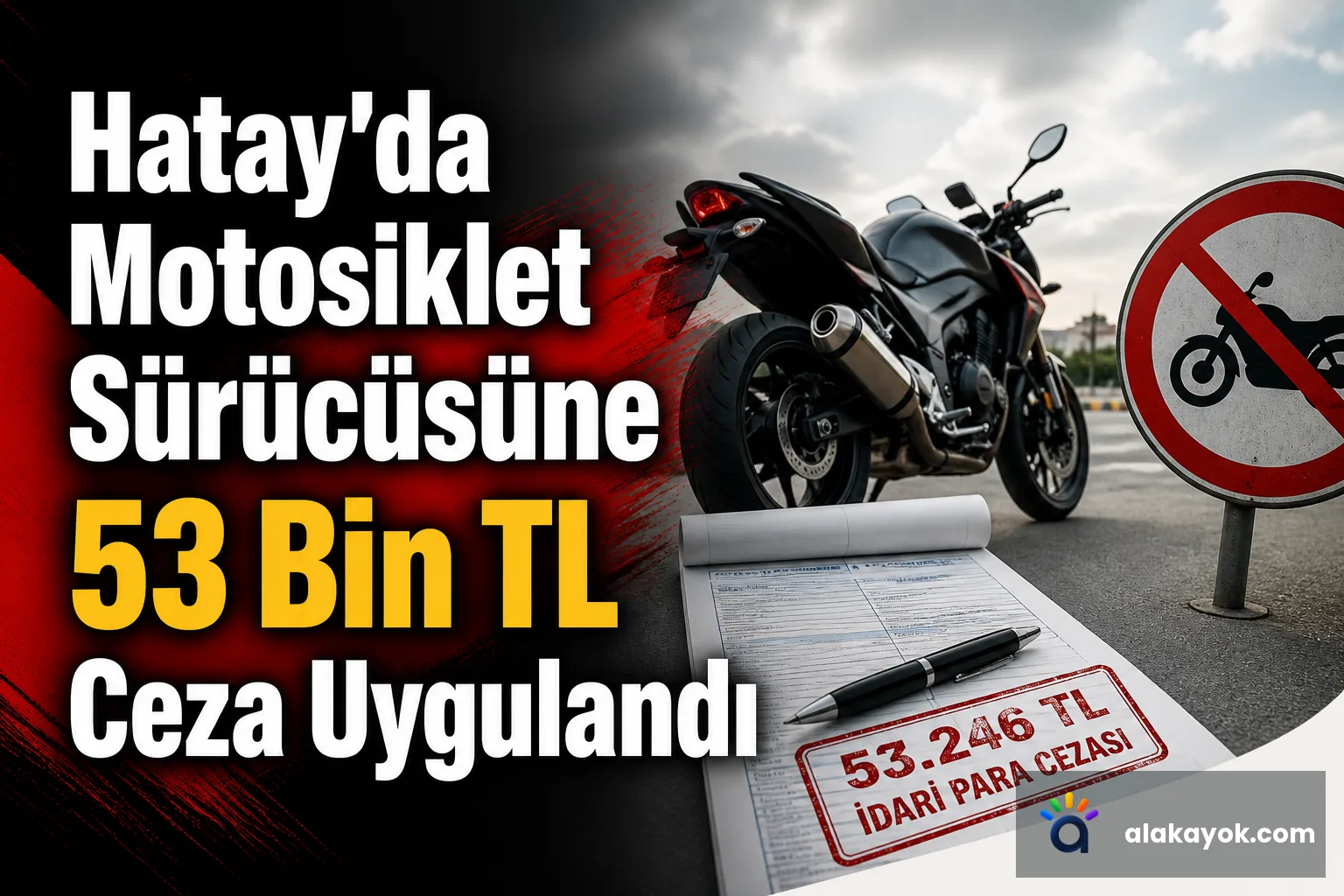 Hatay'da Motosiklet Sürücüsüne 53 Bin TL Ceza Uygulandı