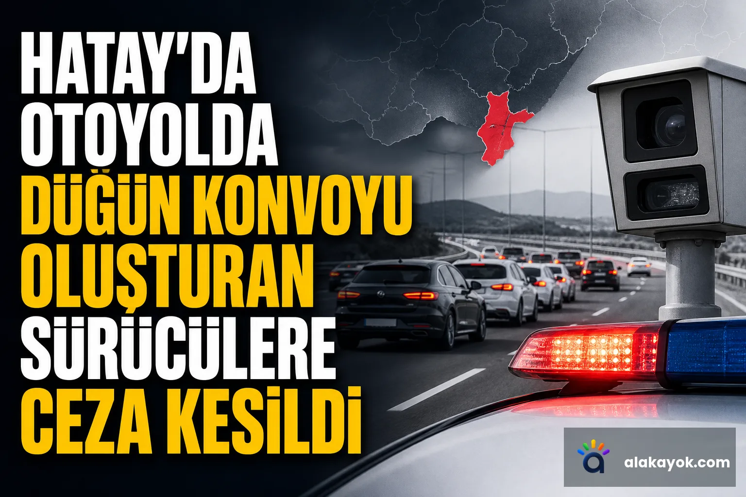 Hatay'da Otoyolda Düğün Konvoyu Oluşturan Sürücülere Ceza Kesildi