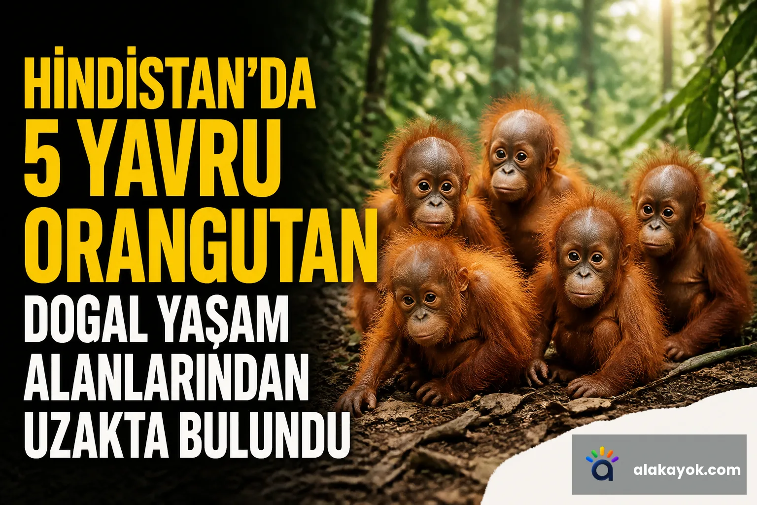 Hindistan'da 5 Yavru Orangutan Doğal Yaşam Alanlarından Uzakta Bulundu