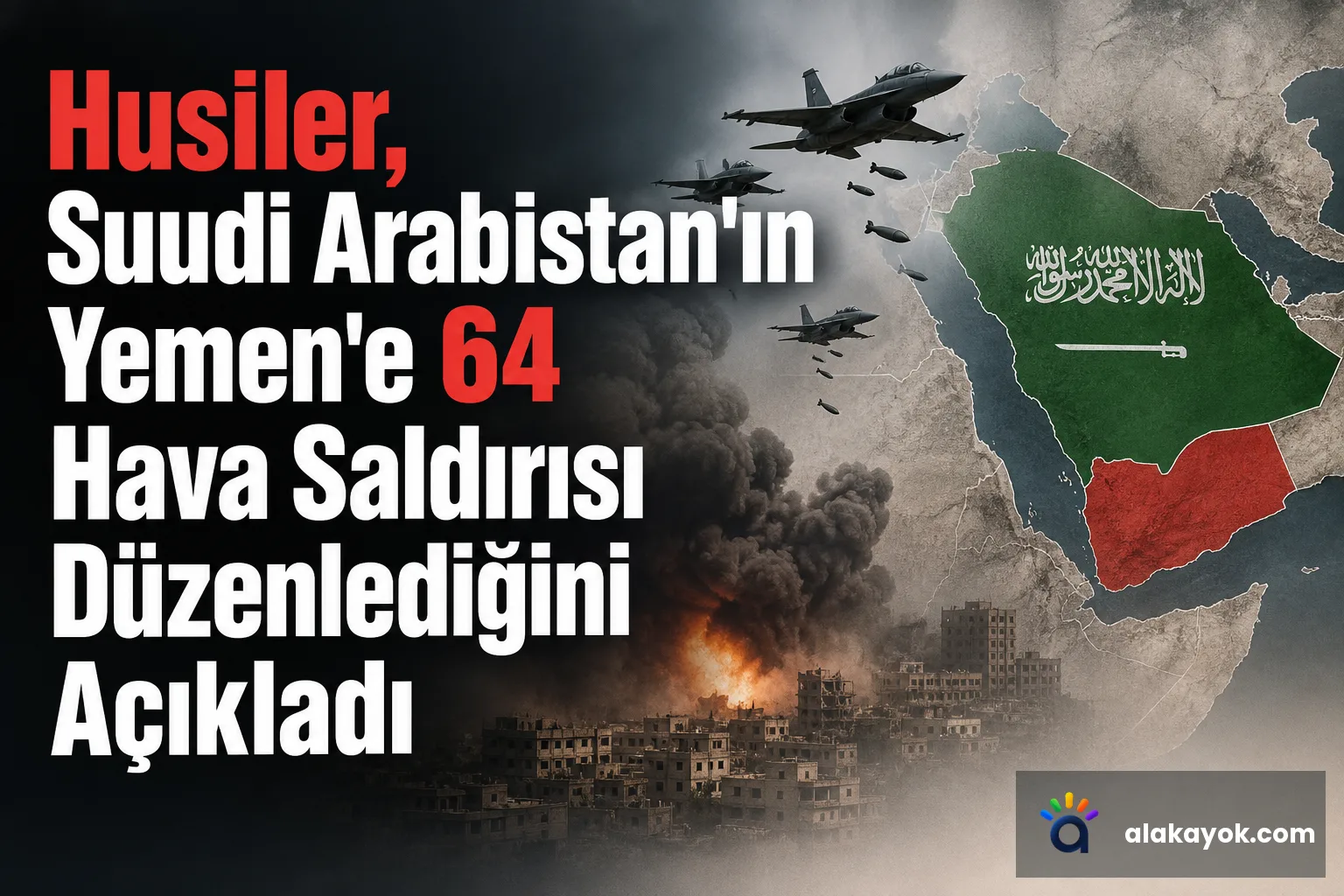 Husiler, Suudi Arabistan'ın Yemen'e 64 Hava Saldırısı Düzenlediğini Açıkladı