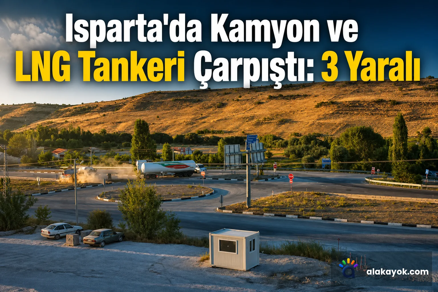 Isparta'da Kamyon ve LNG Tankeri Çarpıştı: 3 Yaralı