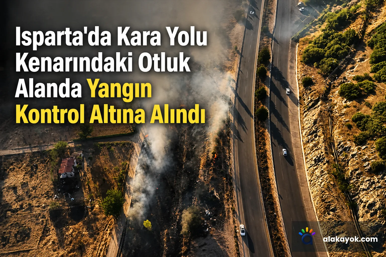 Isparta'da Kara Yolu Kenarındaki Otluk Alanda Yangın Kontrol Altına Alındı
