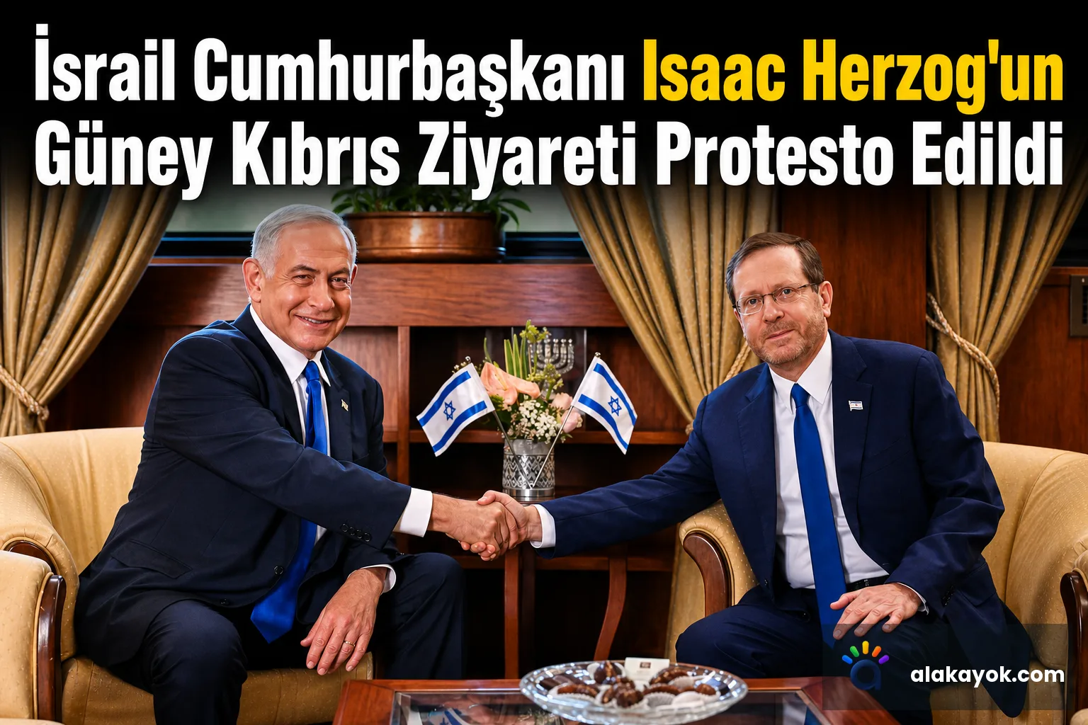 İsrail Cumhurbaşkanı Isaac Herzog'un Güney Kıbrıs Ziyareti Protesto Edildi