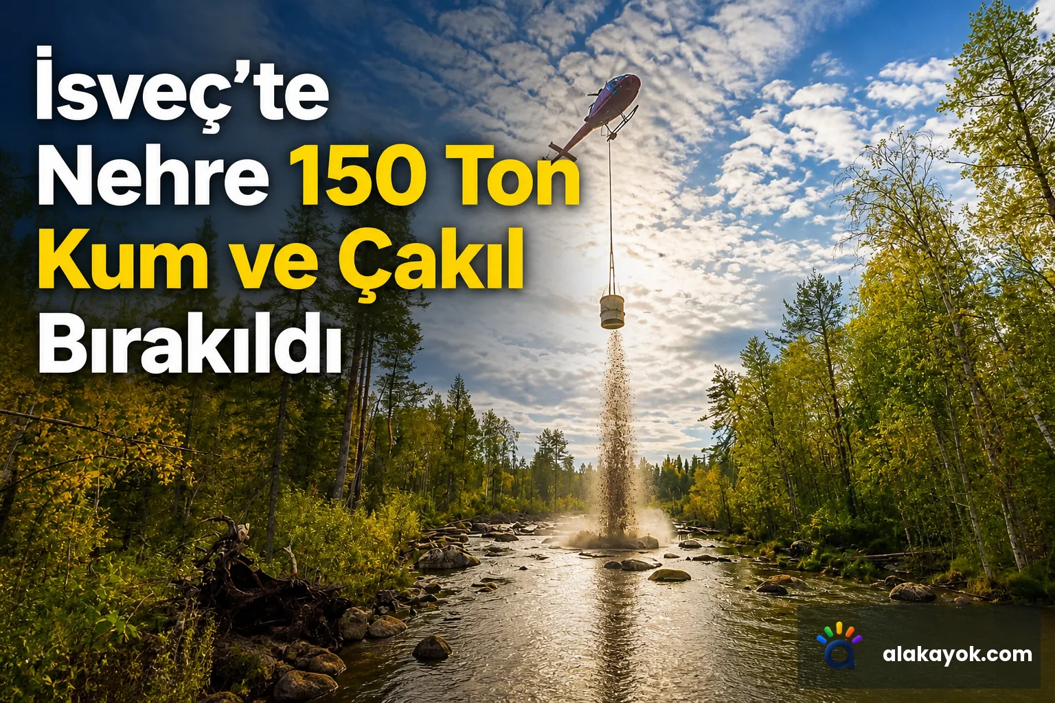 İsveç'te Nehre 150 Ton Kum ve Çakıl Bırakıldı