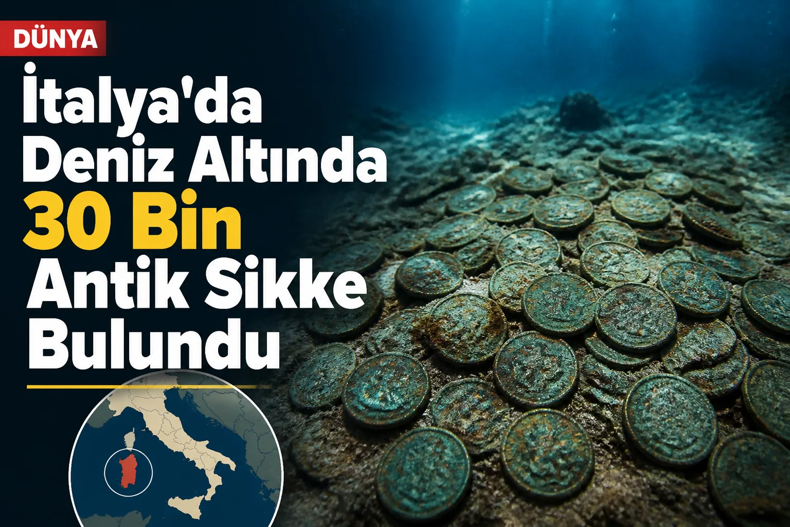İtalya'da Deniz Altında 30 Bin Antik Sikke Bulundu
