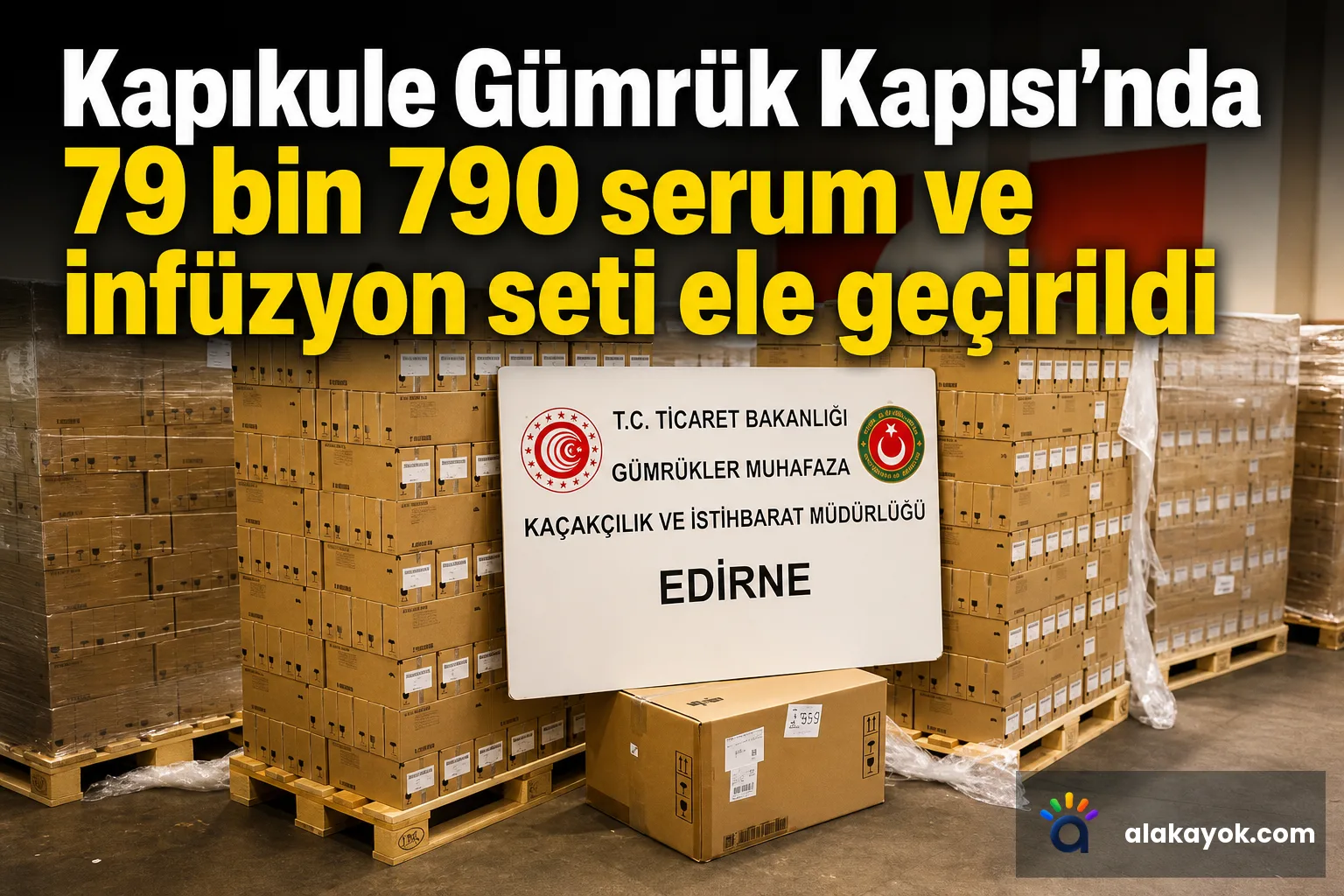 Kapıkule Gümrük Kapısı'nda 79 bin 790 serum ve infüzyon seti ele geçirildi