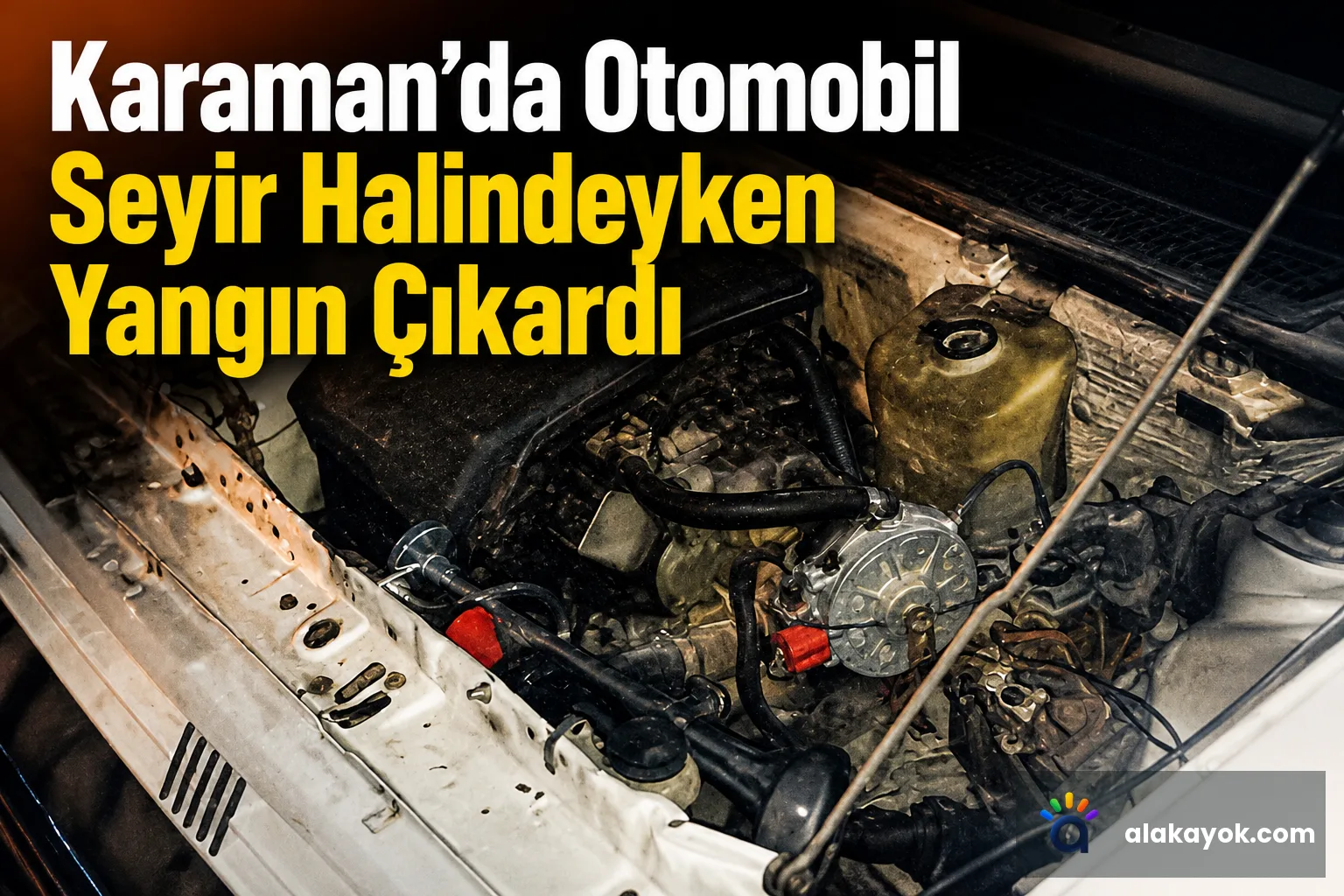 Karaman'da Otomobil Seyir Halindeyken Yangın Çıkardı