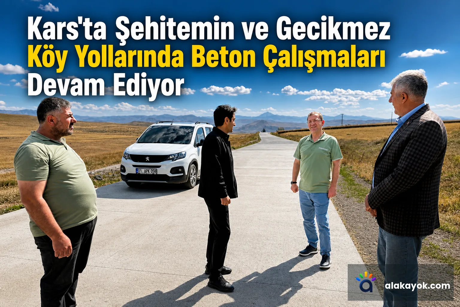 Kars'ta Şehitemin ve Gecikmez Köy Yollarında Beton Çalışmaları Devam Ediyor
