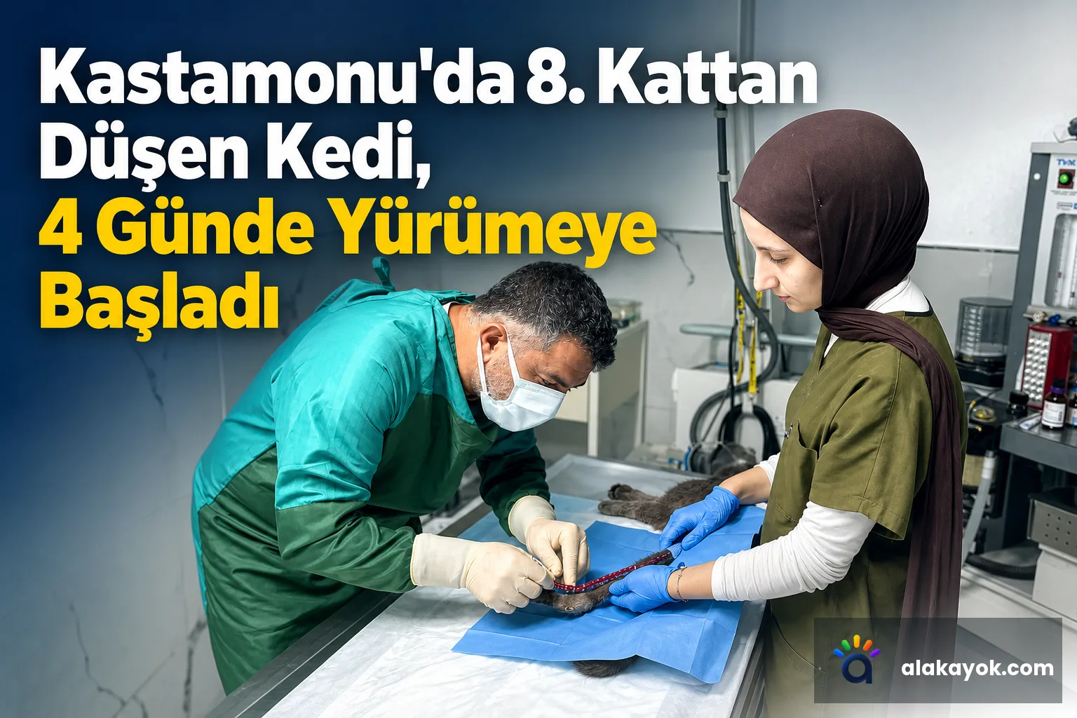 Kastamonu'da 8. Kattan Düşen Kedi, 4 Günde Yürümeye Başladı
