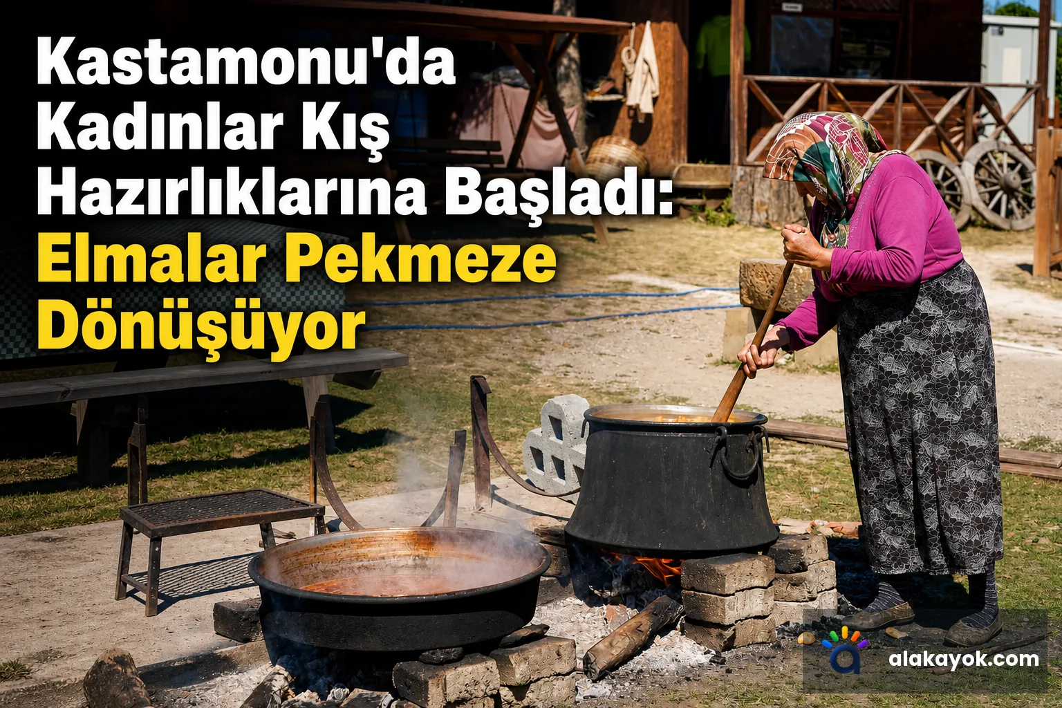 Kastamonu'da Kadınlar Kış Hazırlıklarına Başladı: Elmalar Pekmeze Dönüşüyor