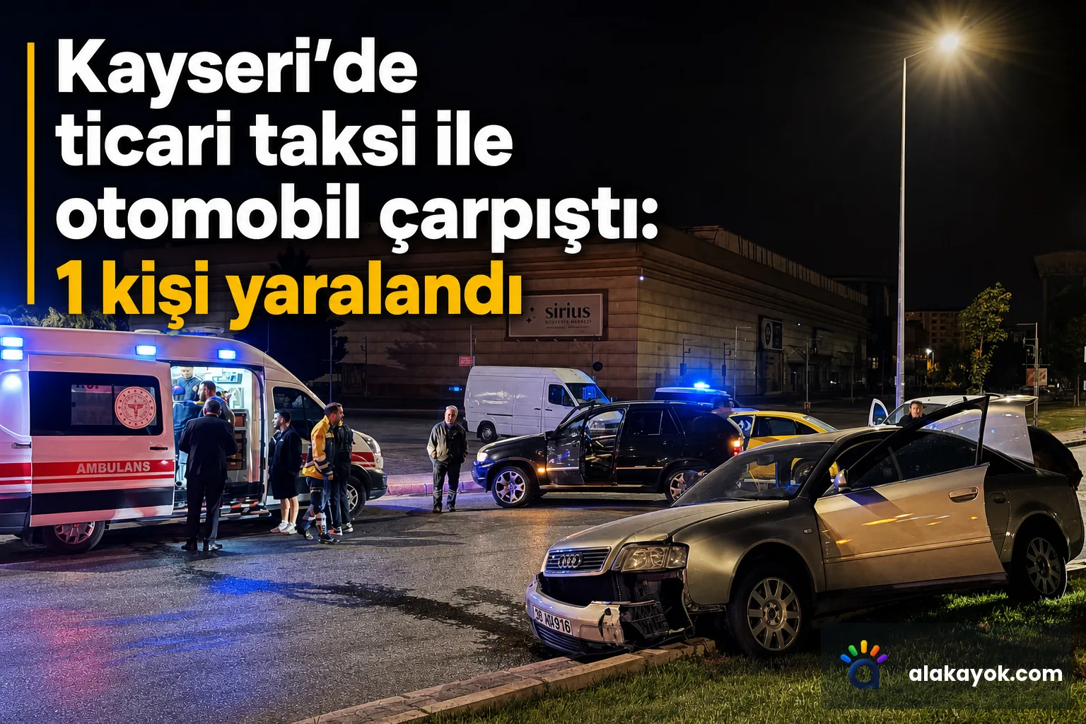 Kayseri'de ticari taksi ile otomobil çarpıştı: 1 kişi yaralandı