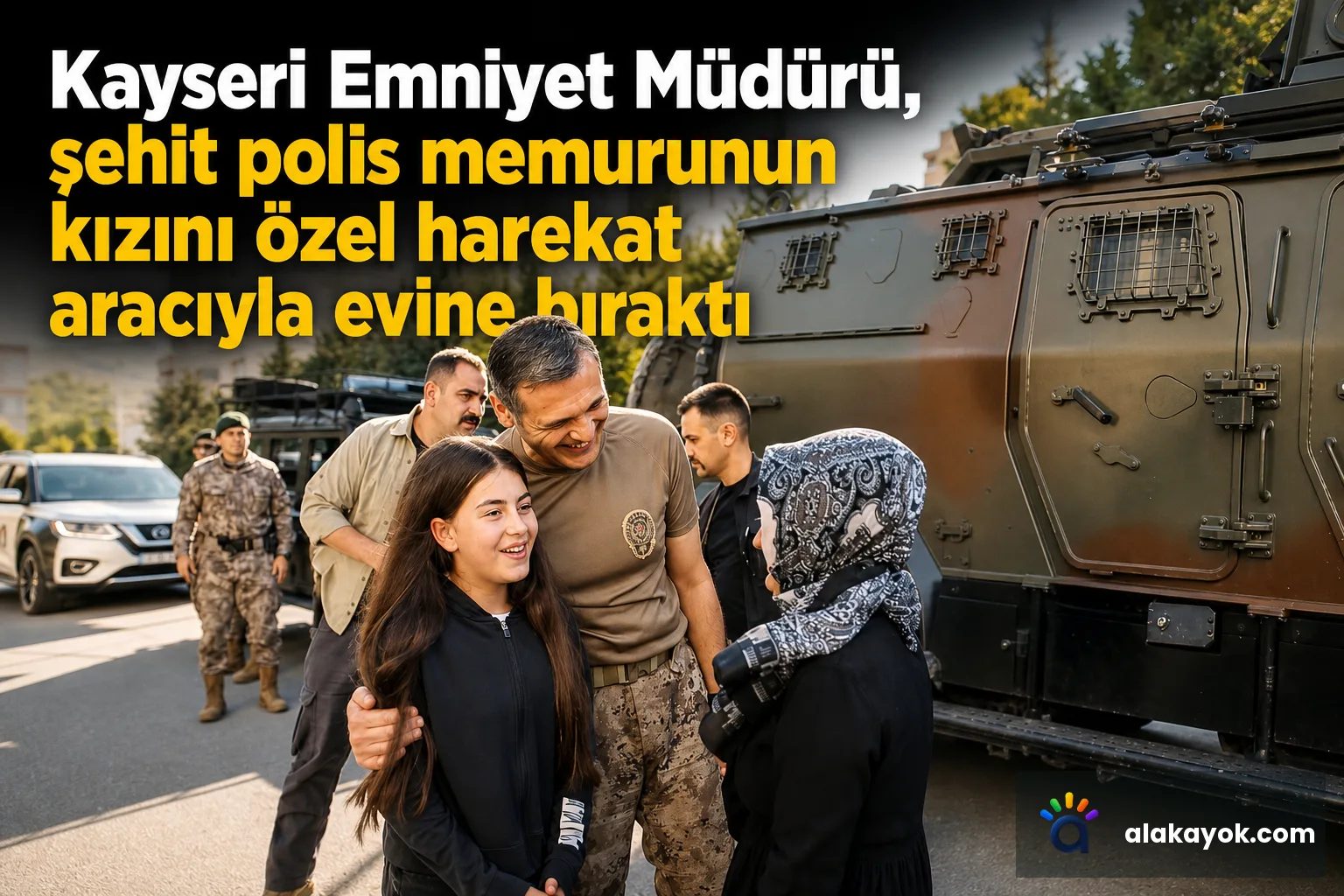 Kayseri Emniyet Müdürü, şehit polis memurunun kızını özel harekat aracıyla evine bıraktı