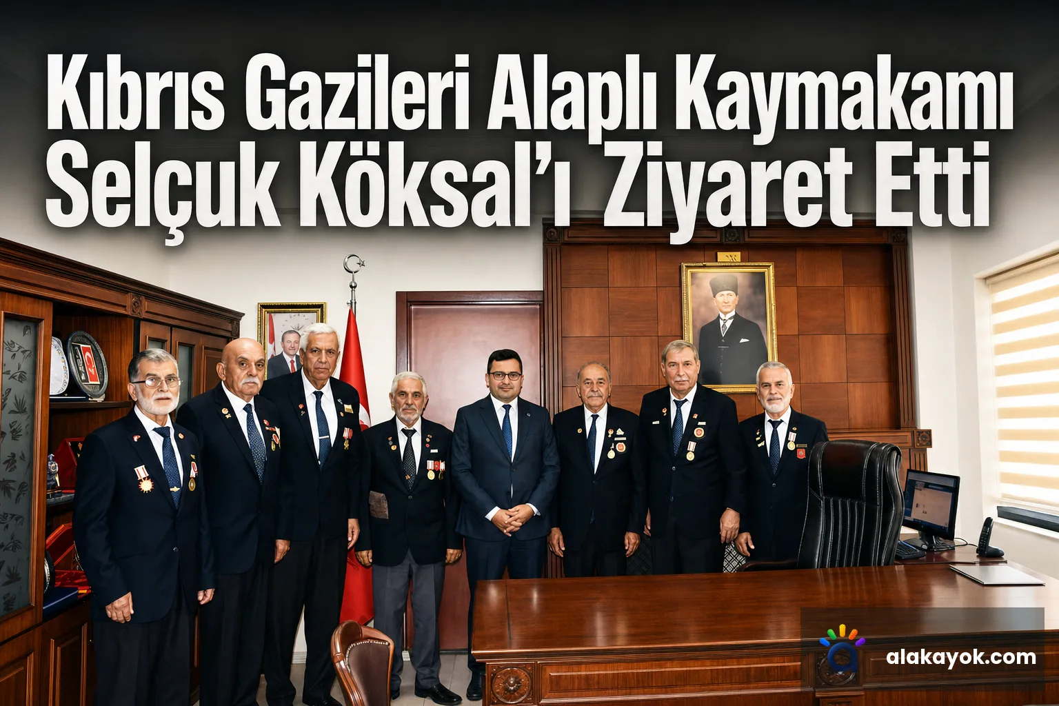 Kıbrıs Gazileri Alaplı Kaymakamı Selçuk Köksal'ı Ziyaret Etti
