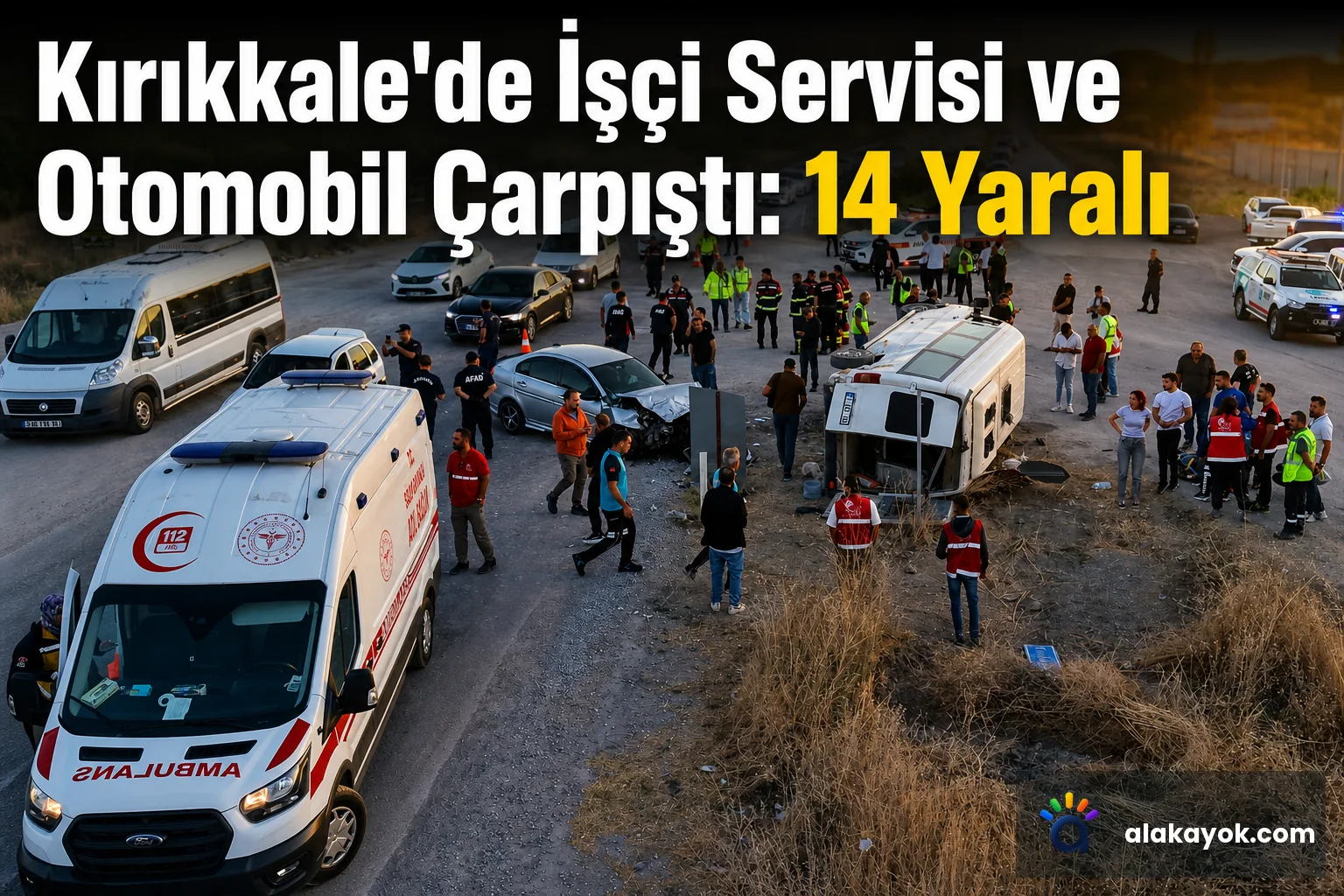 Kırıkkale'de İşçi Servisi ve Otomobil Çarpıştı: 14 Yaralı