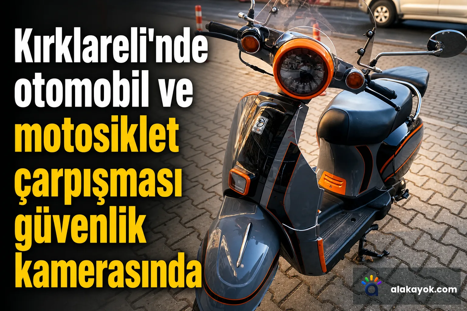 Kırklareli'nde otomobil ve motosiklet çarpışması güvenlik kamerasında