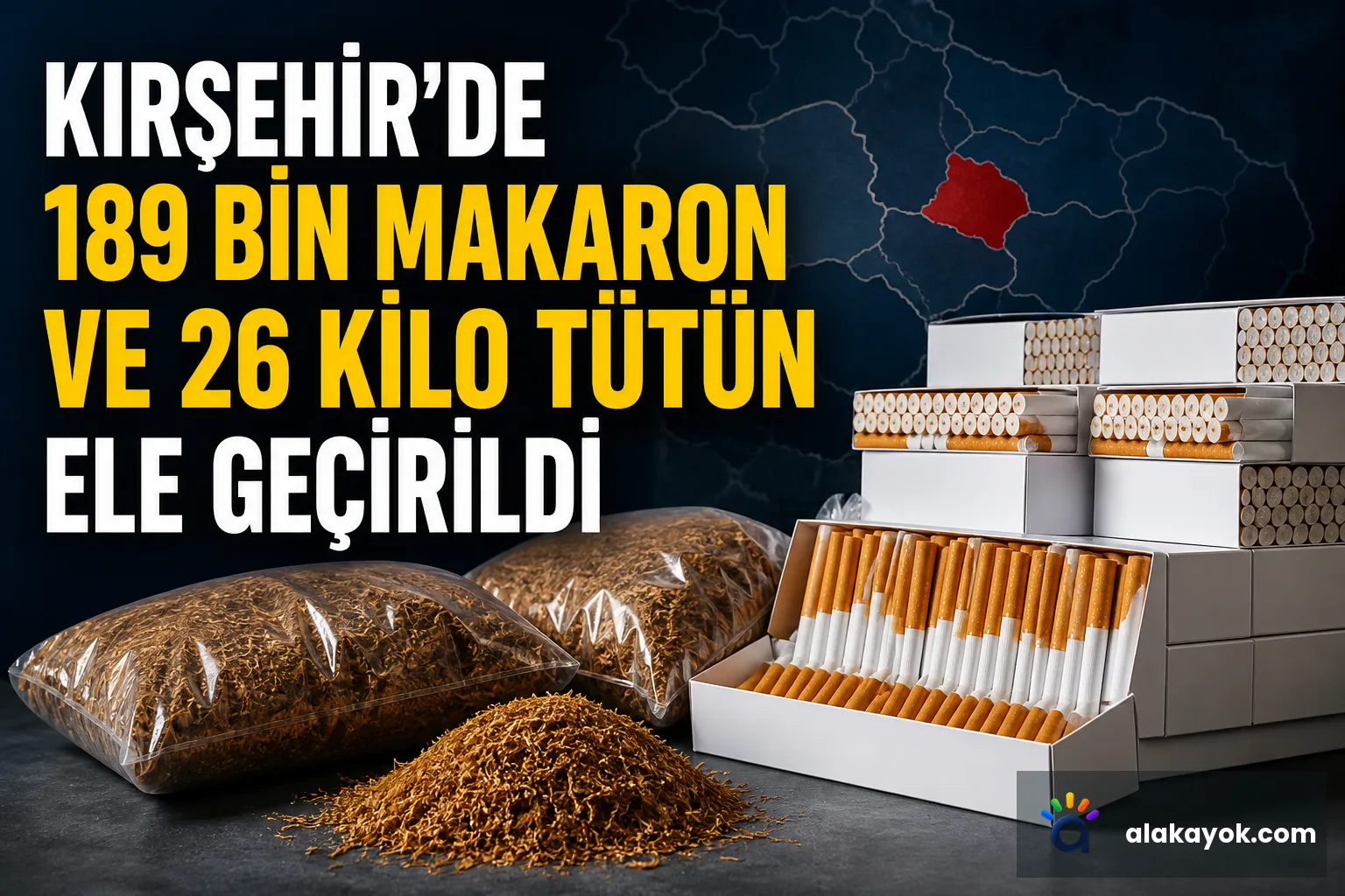 Kırşehir'de 189 Bin Makaron ve 26 Kilo Tütün Ele Geçirildi