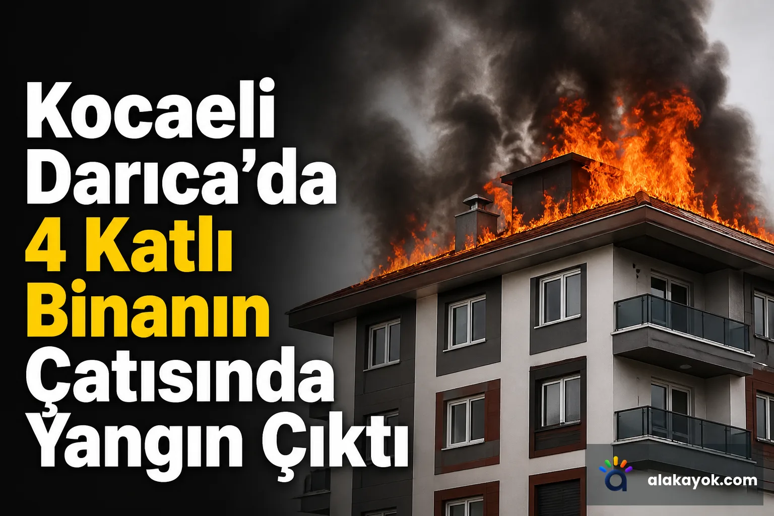 Kocaeli Darıca'da 4 Katlı Binanın Çatısında Yangın Çıktı