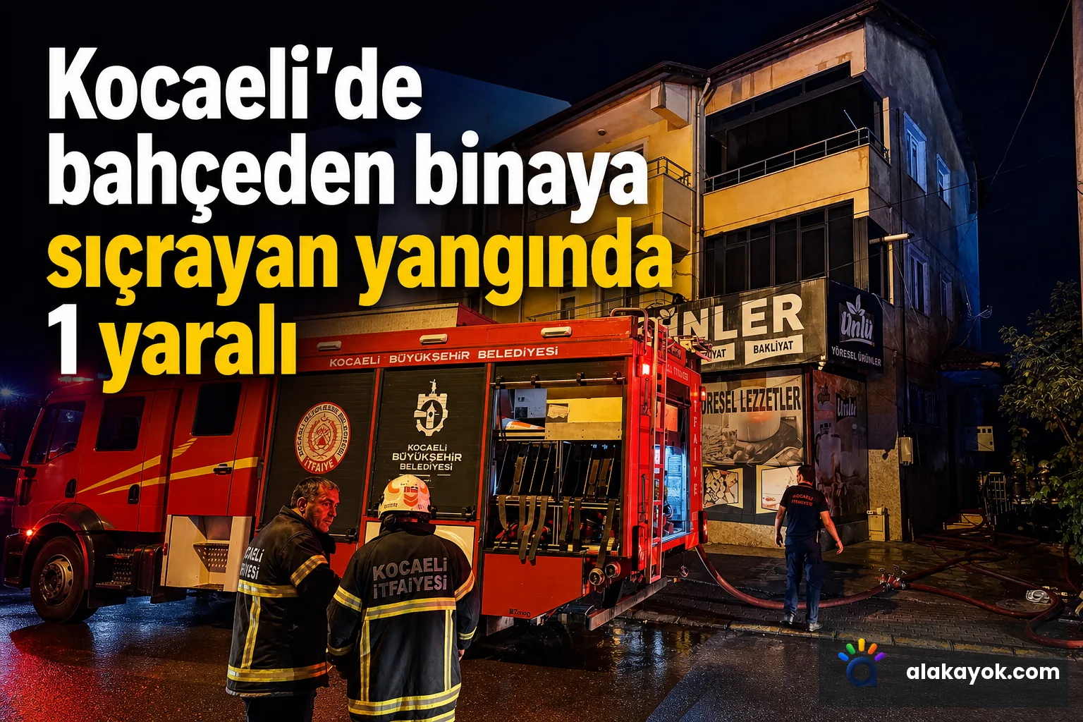 Kocaeli'de bahçeden binaya sıçrayan yangında 1 yaralı