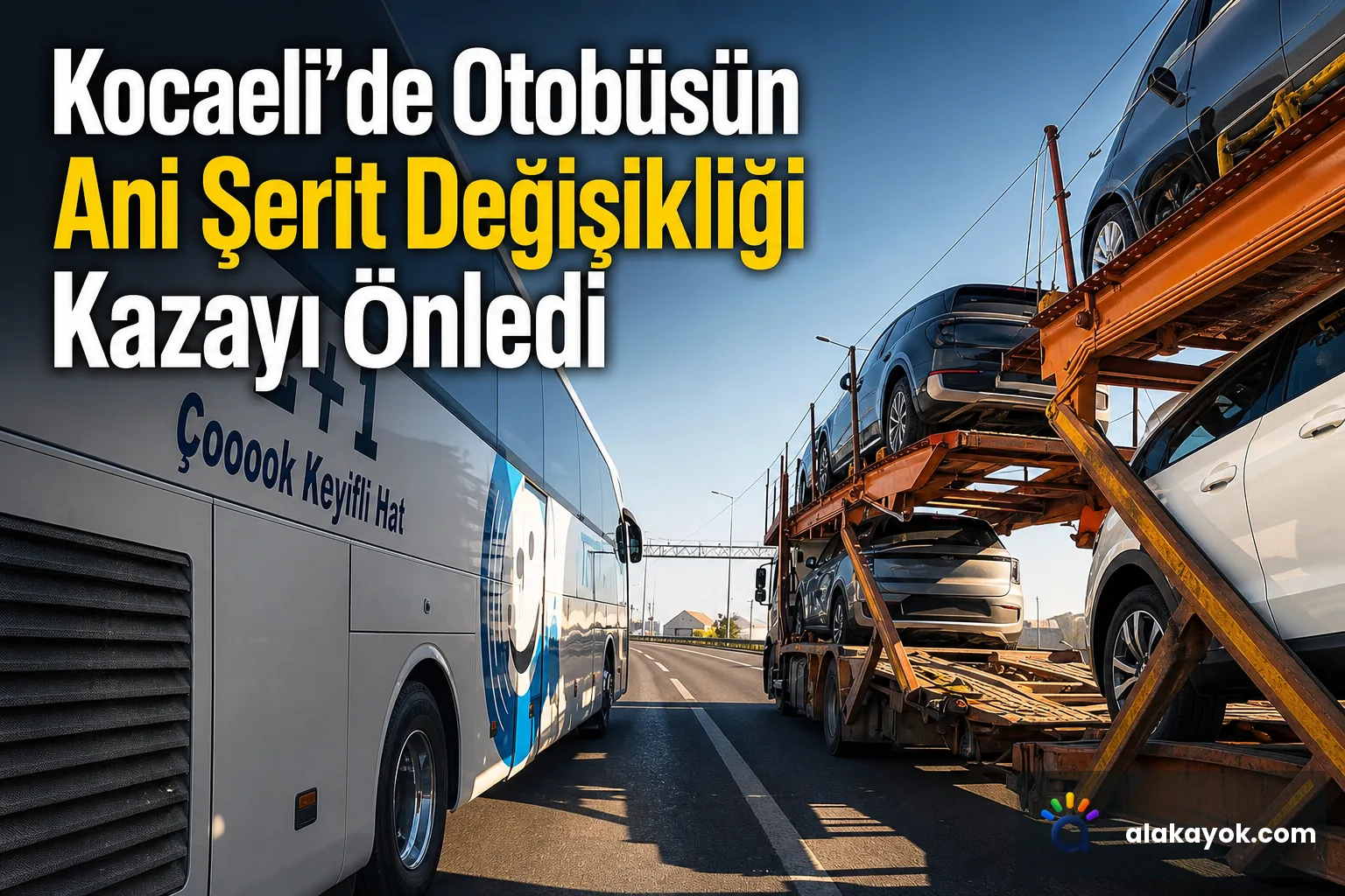 Kocaeli'de Otobüsün Ani Şerit Değişikliği Kazayı Önledi