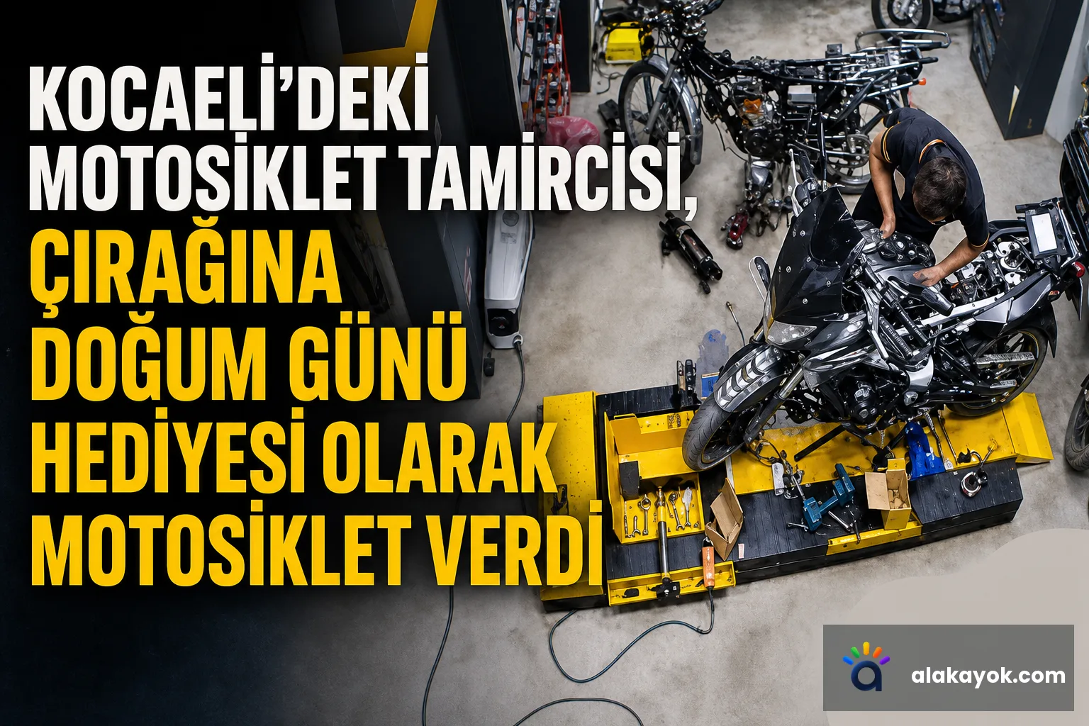 Kocaeli'deki Motosiklet Tamircisi, Çırağına Doğum Günü Hediyesi Olarak Motosiklet Verdi