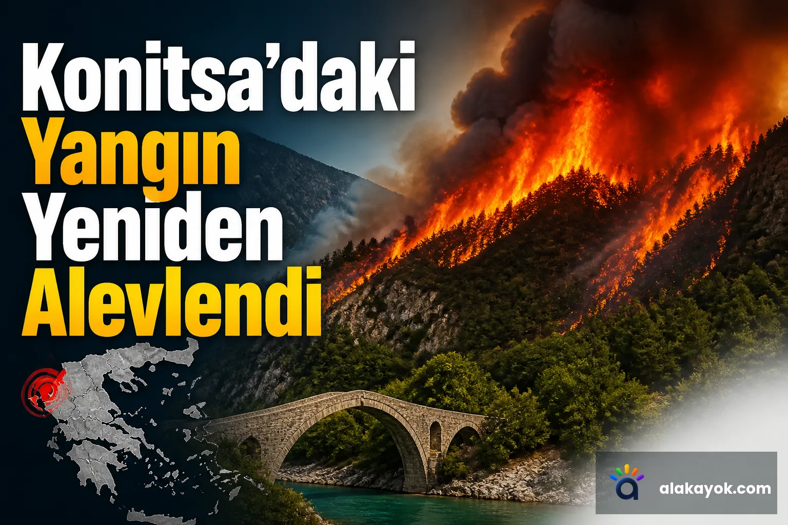 Konitsa'daki Yangın Yeniden Alevlendi