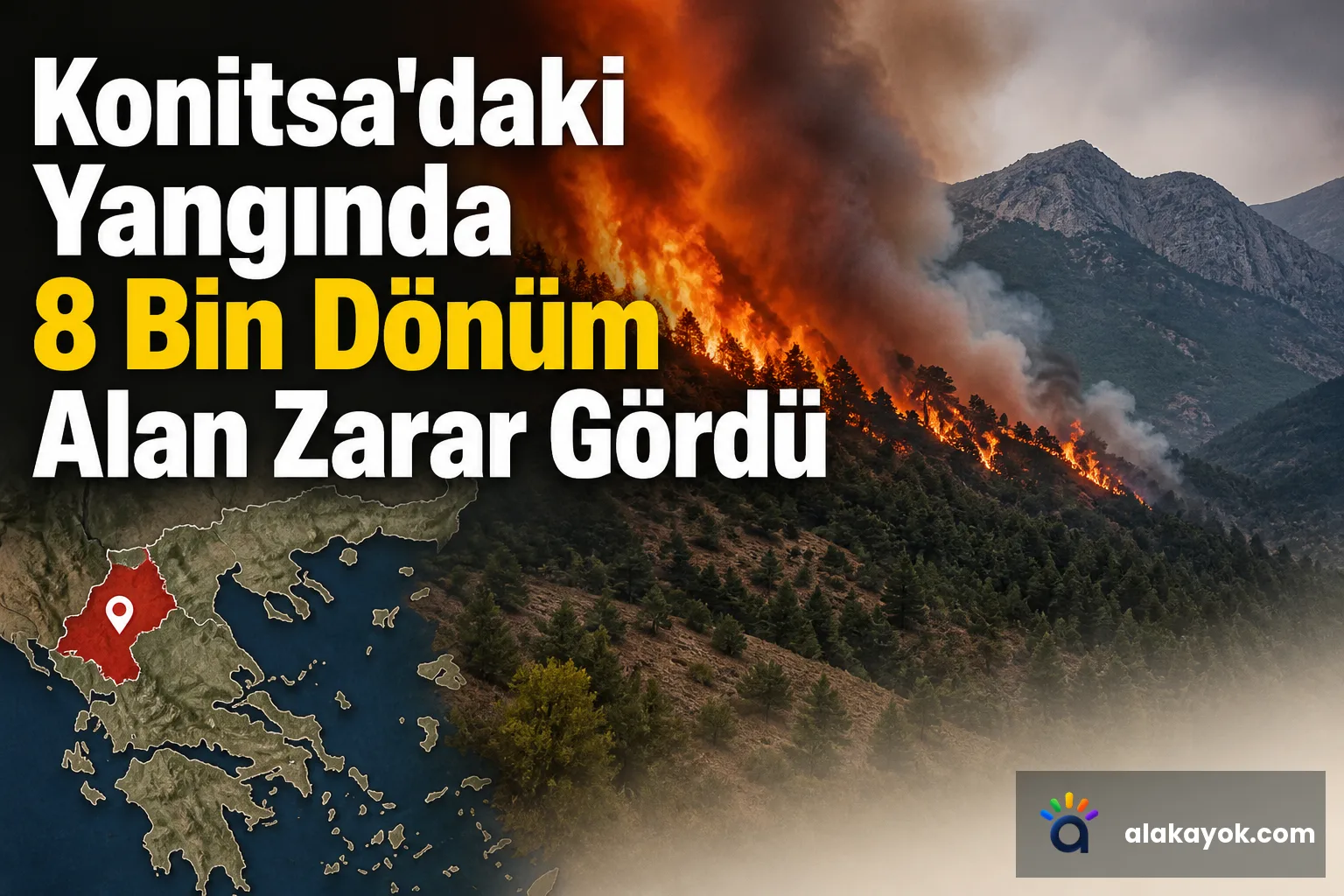 Konitsa'daki Yangında 8 Bin Dönüm Alan Zarar Gördü