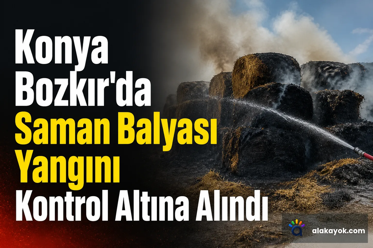 Konya Bozkır'da Saman Balyası Yangını Kontrol Altına Alındı
