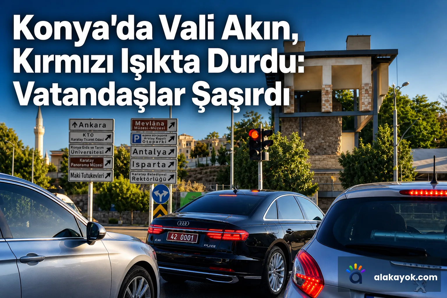 Konya'da Vali Akın, Kırmızı Işıkta Durdu: Vatandaşlar Şaşırdı