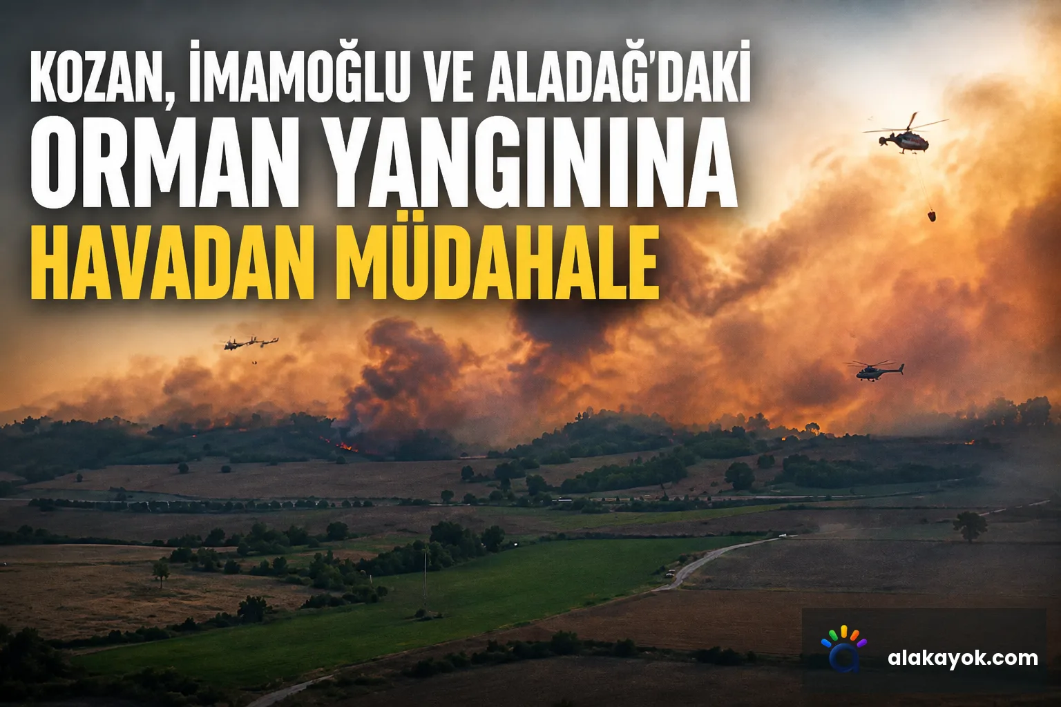 Kozan, İmamoğlu ve Aladağ'daki Orman Yangınına Havadan Müdahale
