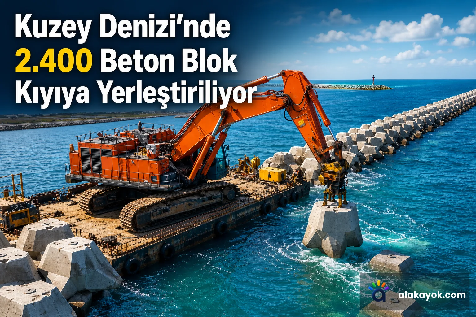 Kuzey Denizi'nde 2.400 Beton Blok Kıyıya Yerleştiriliyor