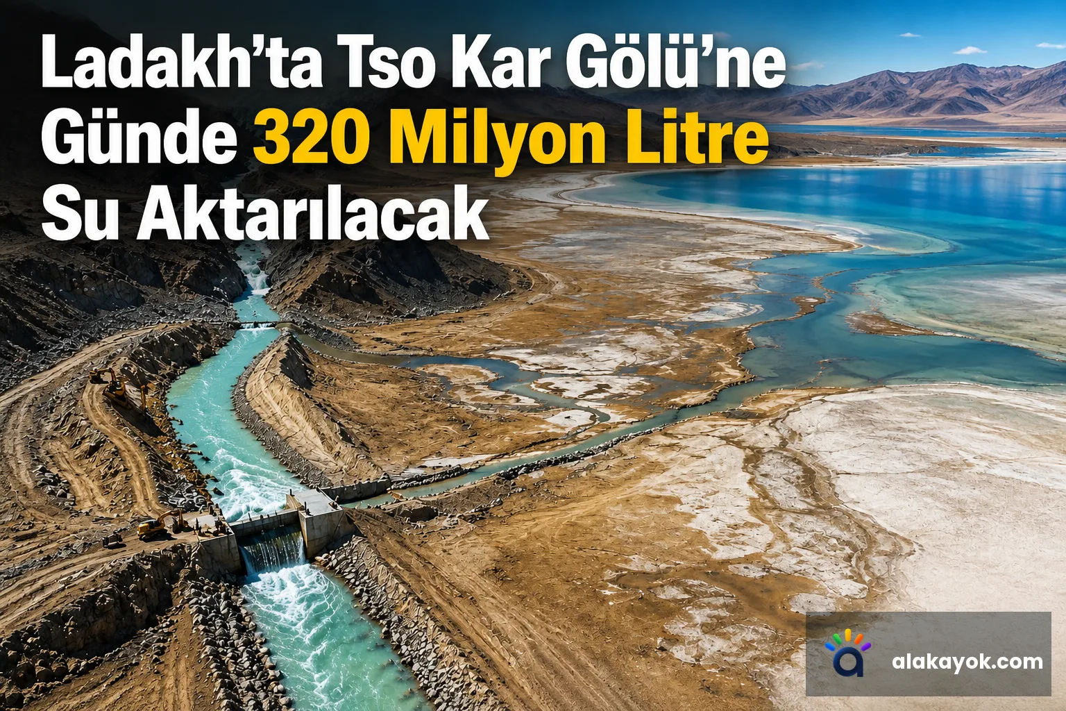 Ladakh'ta Tso Kar Gölü'ne Günde 320 Milyon Litre Su Aktarılacak