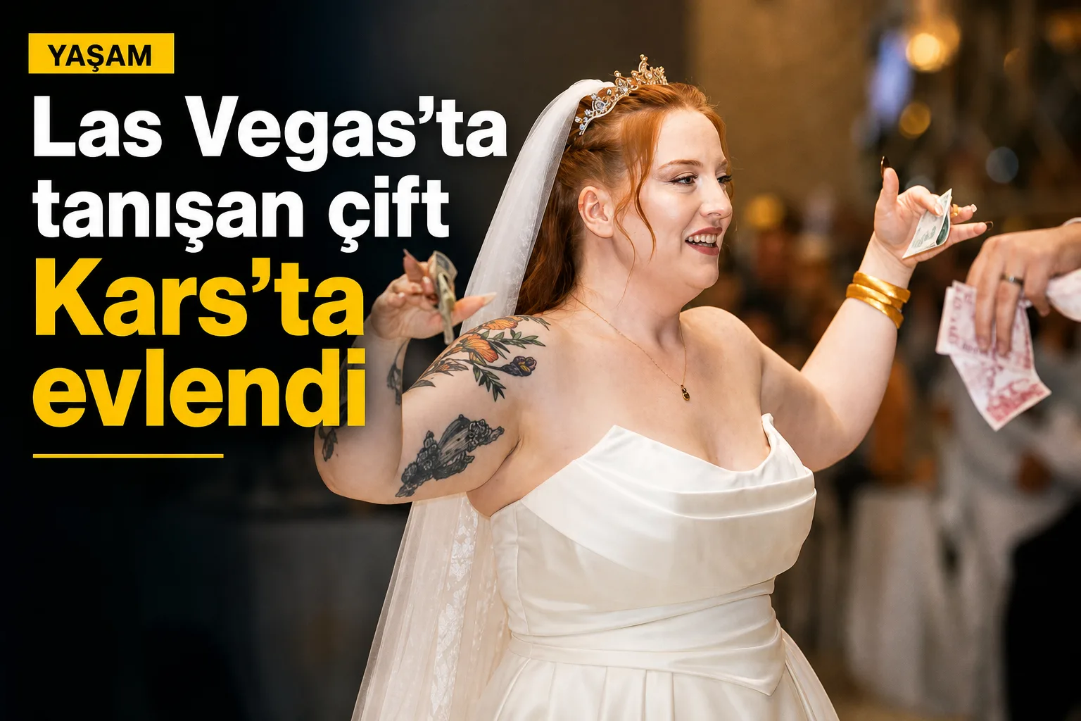 Las Vegas'ta tanışan çift Kars'ta evlendi