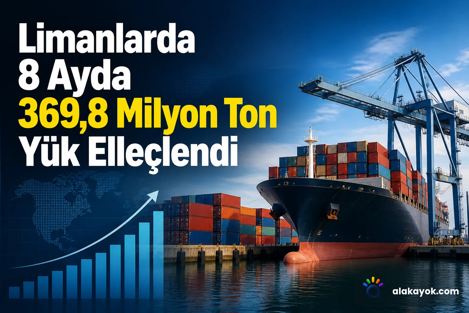 Limanlarda 8 Ayda 369,8 Milyon Ton Yük Elleçlendi