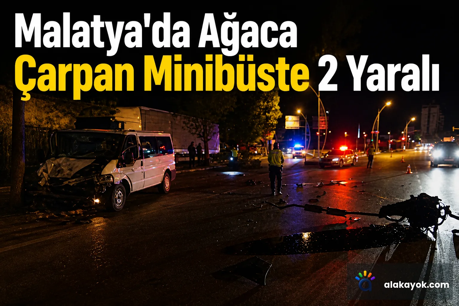Malatya'da Ağaca Çarpan Minibüste 2 Yaralı