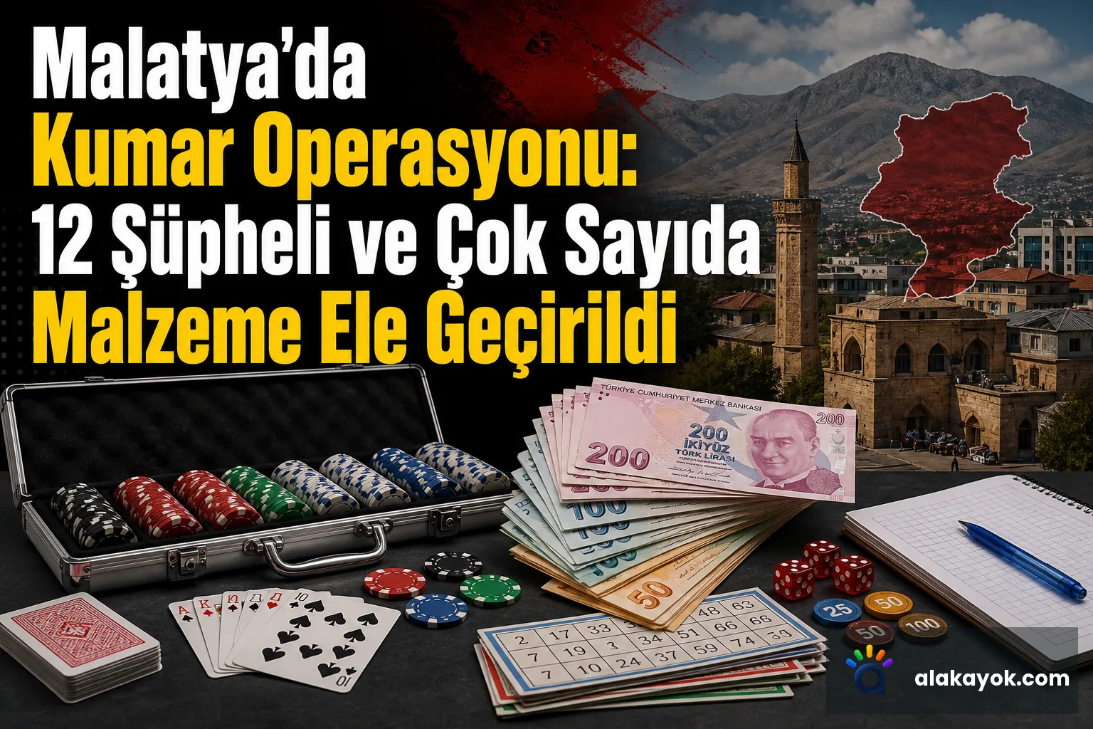 Malatya'da Kumar Operasyonu: 12 Şüpheli ve Çok Sayıda Malzeme Ele Geçirildi