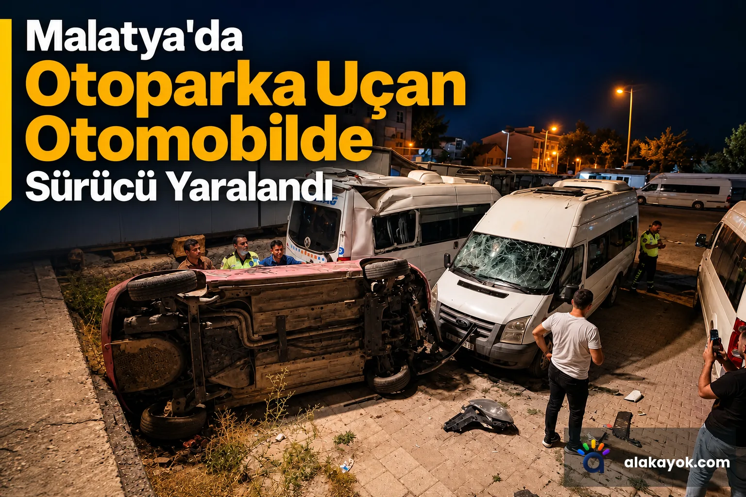 Malatya'da Otoparka Uçan Otomobilde Sürücü Yaralandı