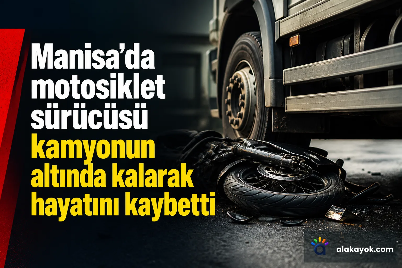 Manisa'da motosiklet sürücüsü kamyonun altında kalarak hayatını kaybetti