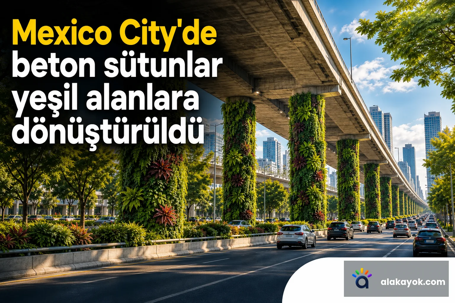 Mexico City'de beton sütunlar yeşil alanlara dönüştürüldü