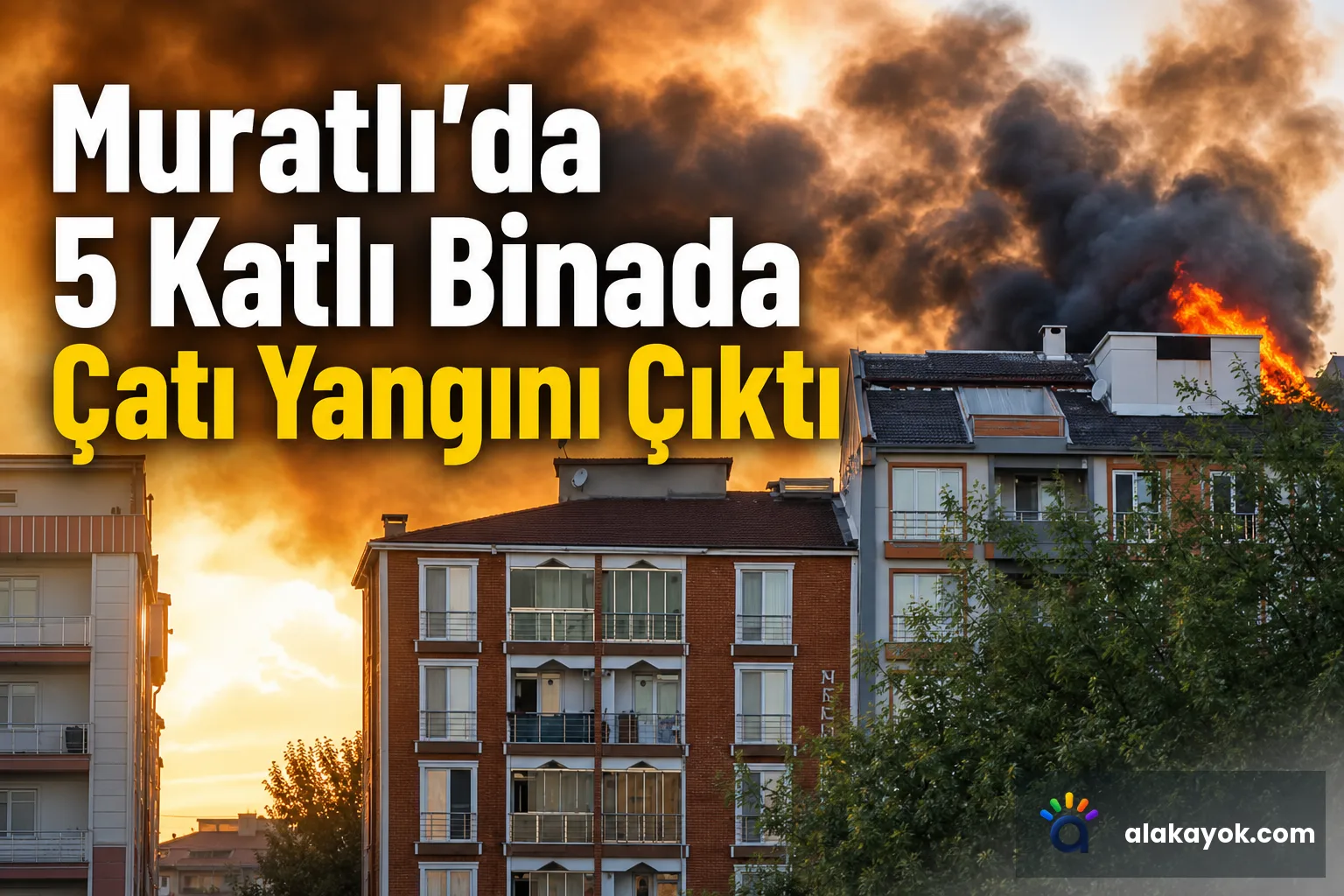 Muratlı'da 5 Katlı Binada Çatı Yangını Çıktı