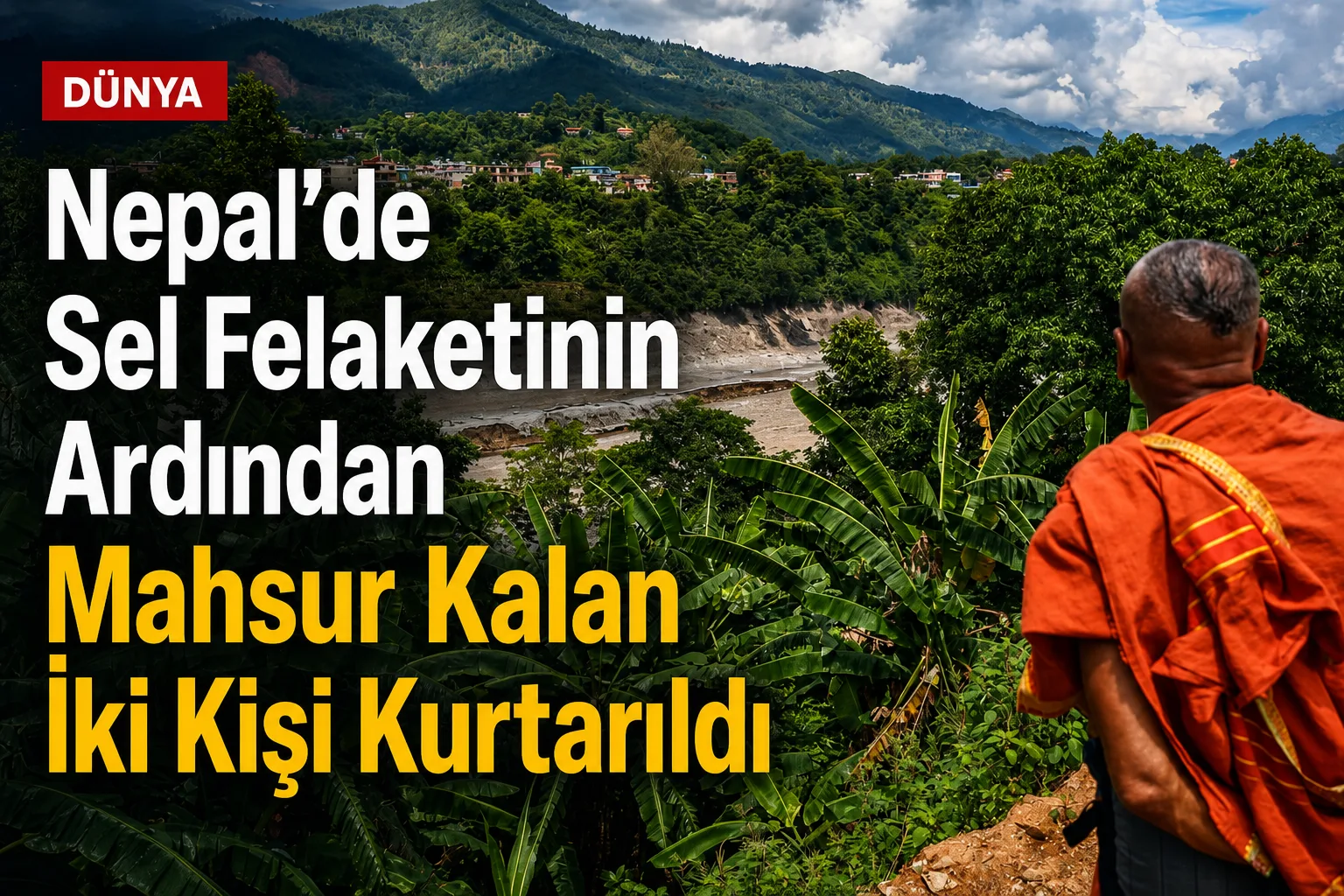 Nepal'de Sel Felaketinin Ardından Mahsur Kalan İki Kişi Kurtarıldı