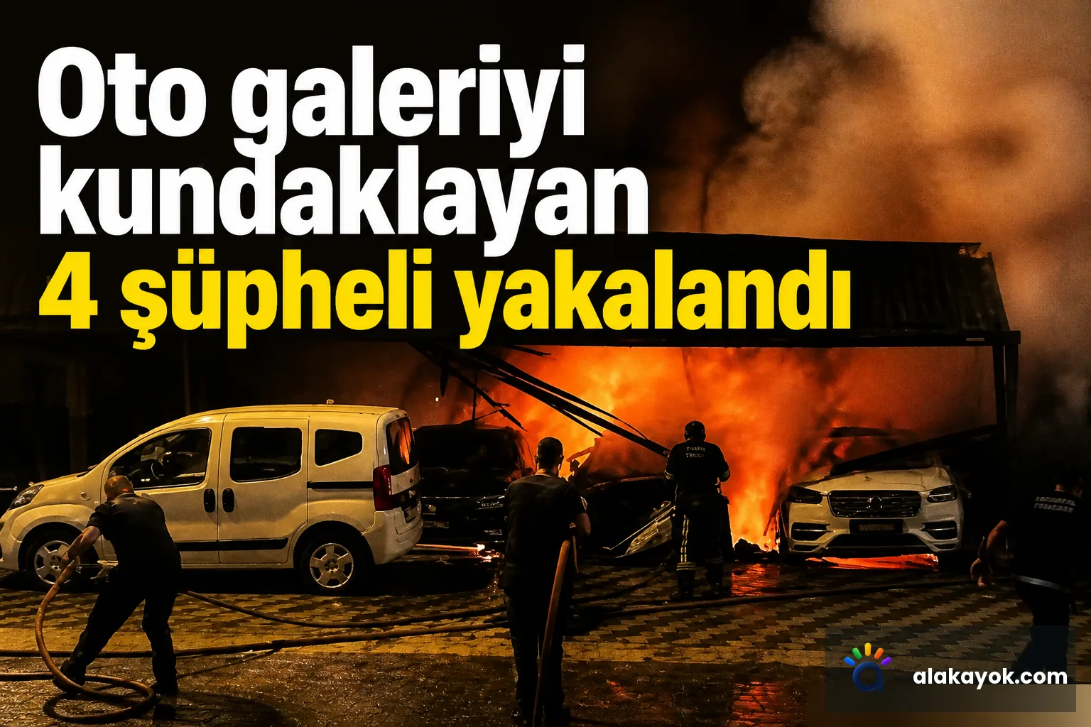 Oto galeriyi kundaklayan 4 şüpheli yakalandı