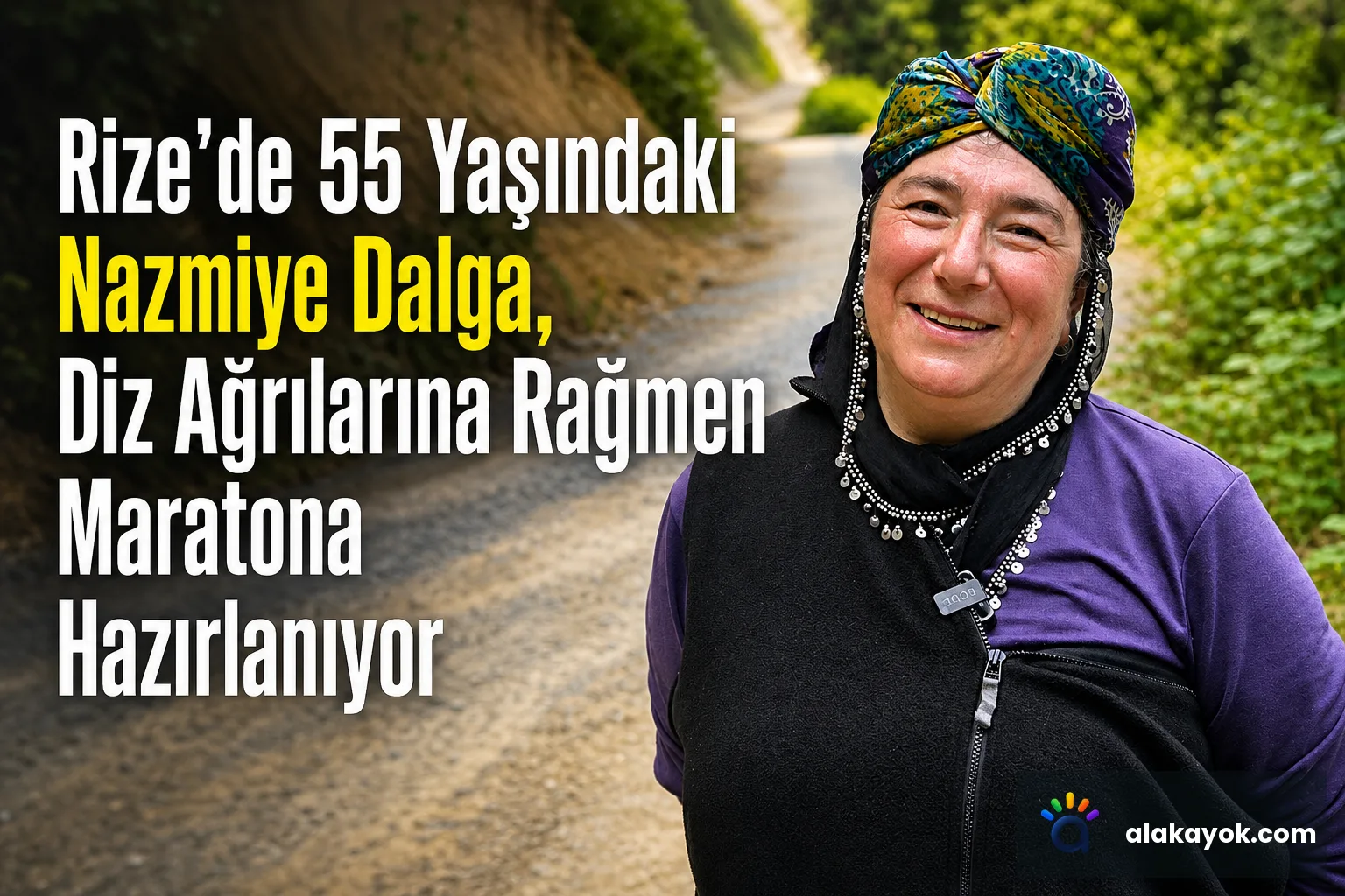 Rize'de 55 Yaşındaki Nazmiye Dalga, Diz Ağrılarına Rağmen Maratona Hazırlanıyor