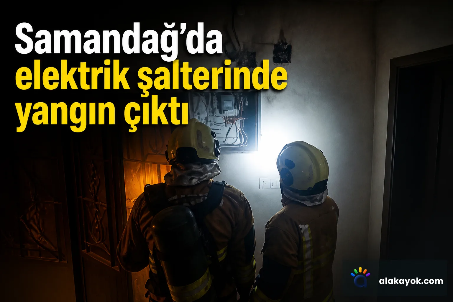 Samandağ'da elektrik şalterinde yangın çıktı