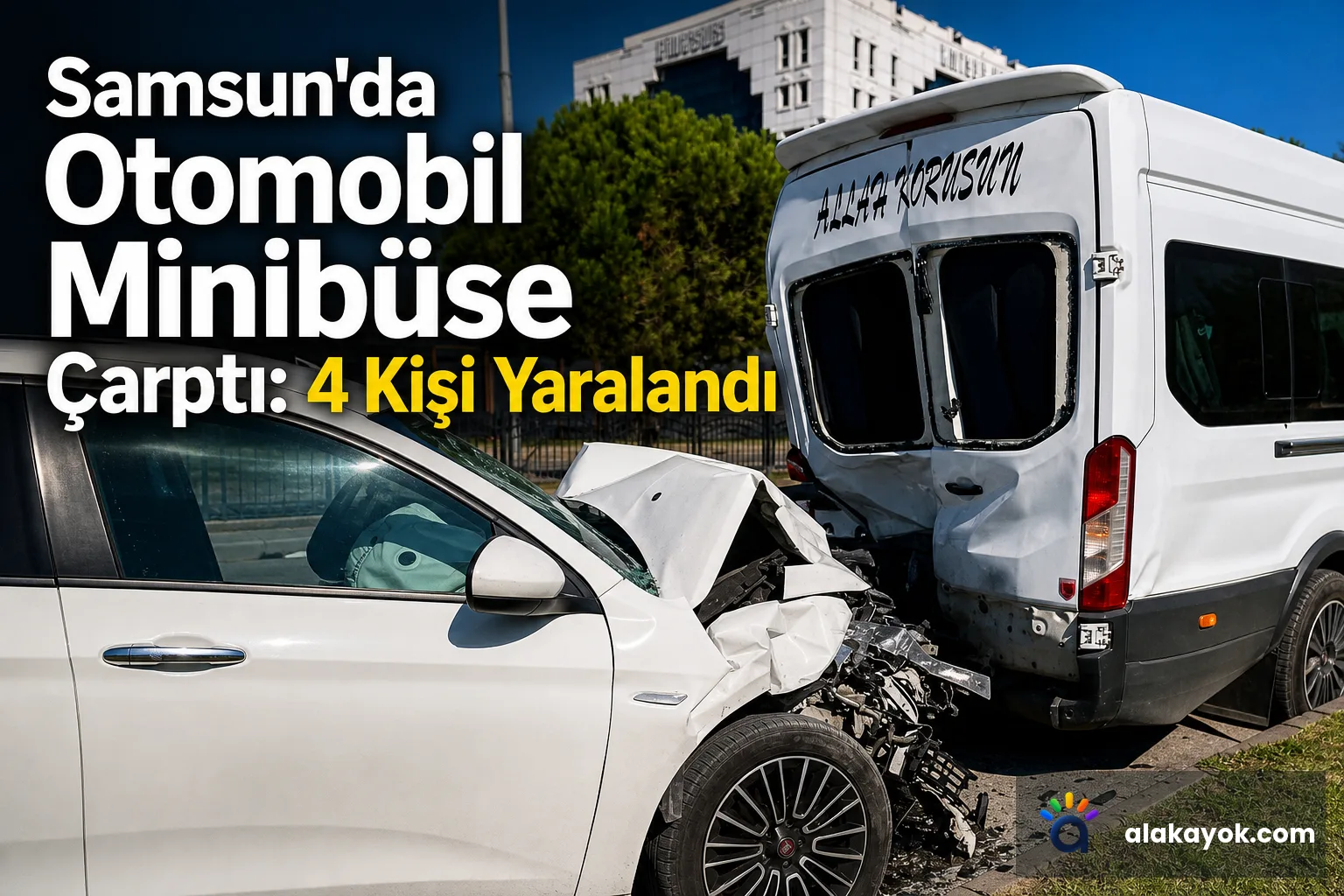 Samsun'da Otomobil Minibüse Çarptı: 4 Kişi Yaralandı
