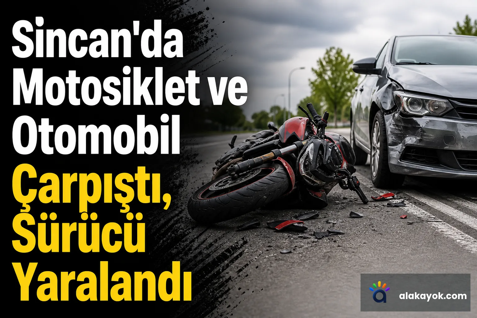 Sincan'da Motosiklet ve Otomobil Çarpıştı, Sürücü Yaralandı