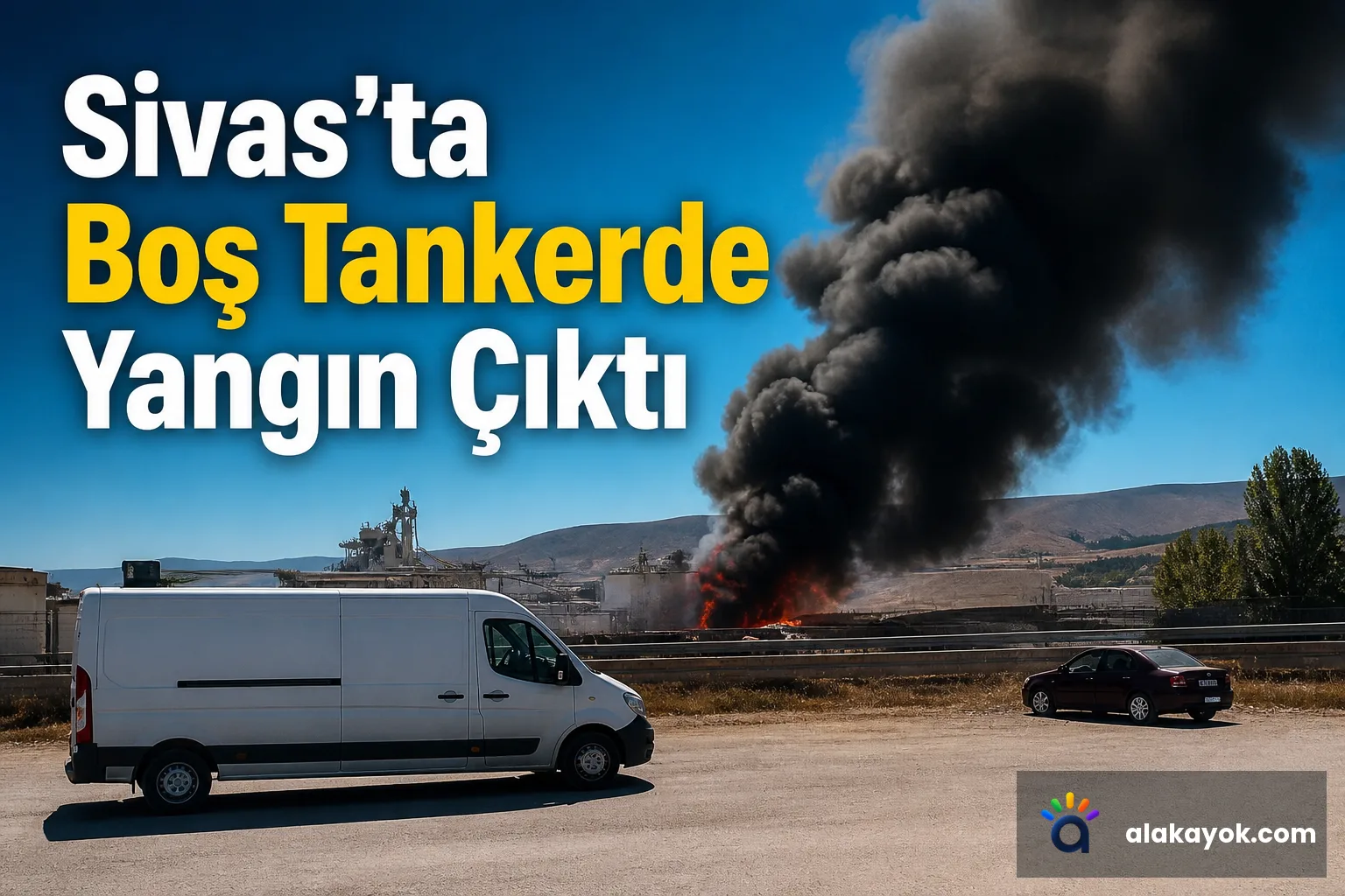Sivas'ta Boş Tankerde Yangın Çıktı
