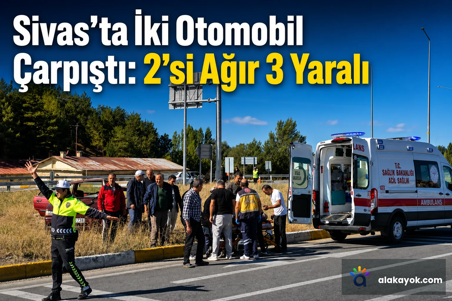 Sivas'ta İki Otomobil Çarpıştı: 2'si Ağır 3 Yaralı