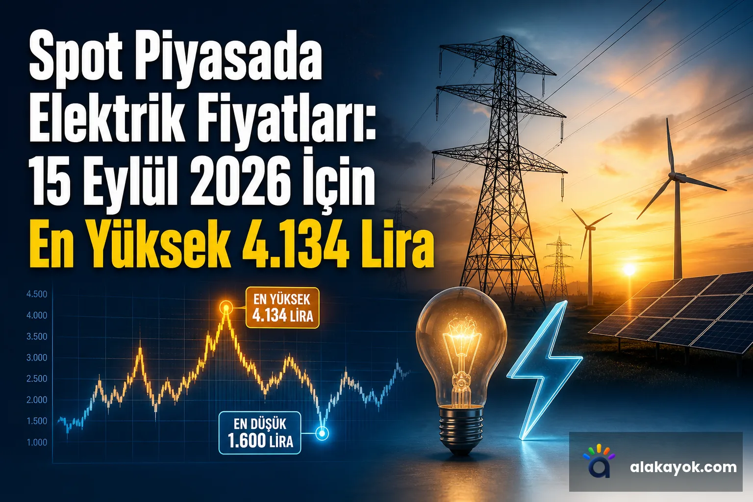Spot Piyasada Elektrik Fiyatları: 15 Eylül 2026 İçin En Yüksek 4.134 Lira