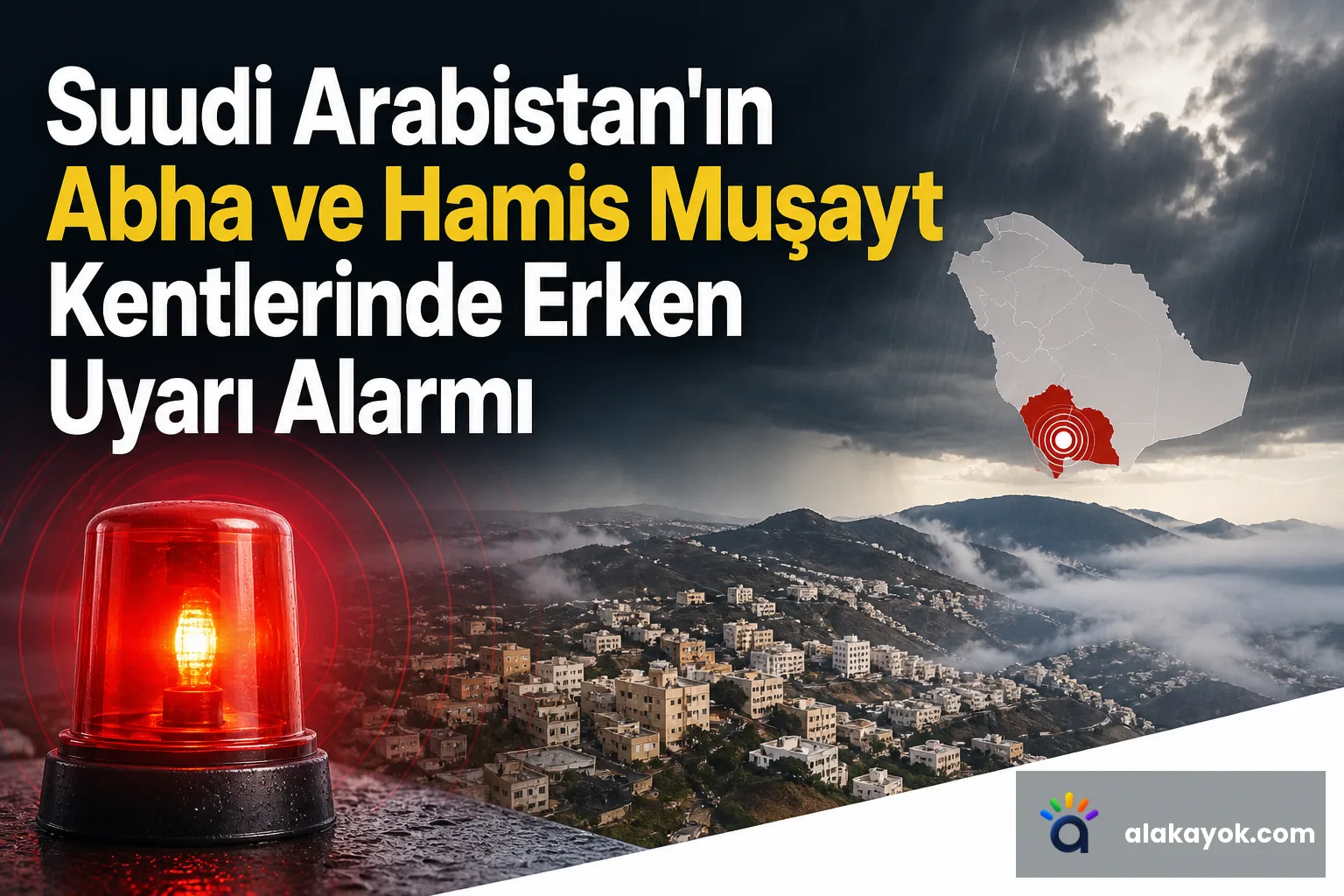Suudi Arabistan'ın Abha ve Hamis Muşayt Kentlerinde Erken Uyarı Alarmı